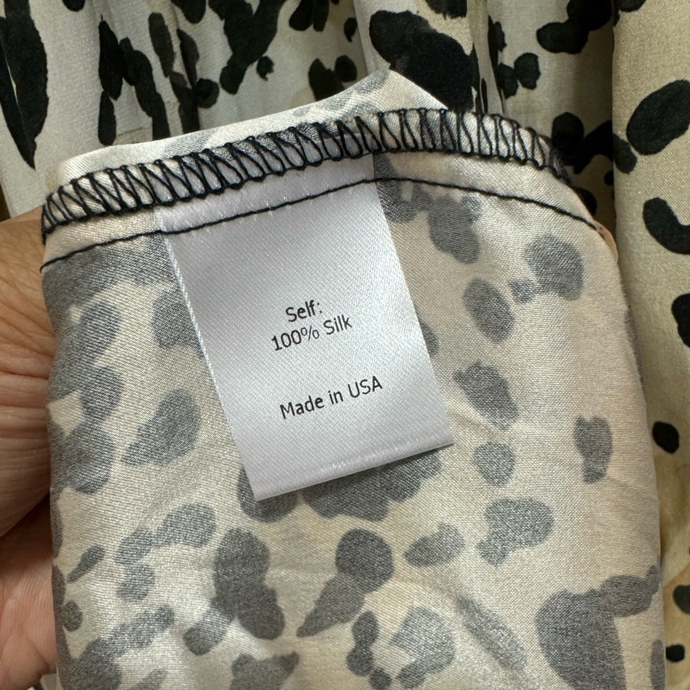 La Ligne Silk Midi Dress Smocked Leopard print EUC Size Large 🐆 - Picture 5 of 5